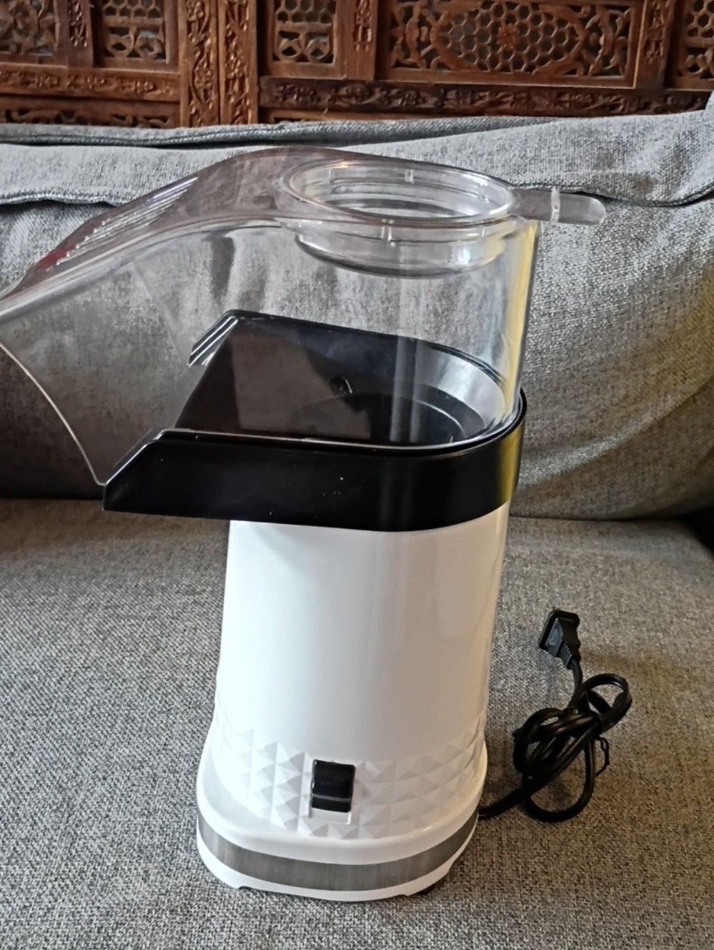 Hot Air Electric Popcorn Maker - White with Clear Top